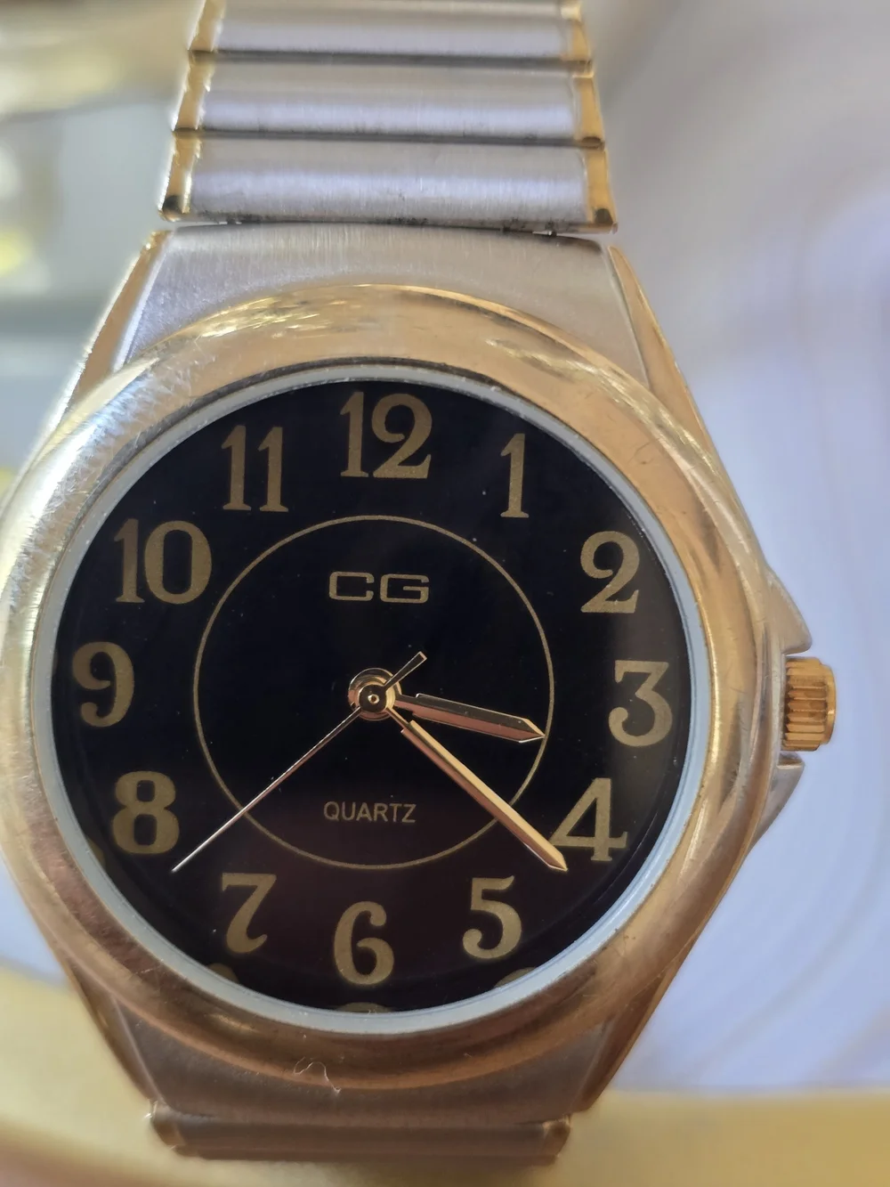 Gold-Tone and Silver-Tone Quartz Watch - Black Dial Japan Cond